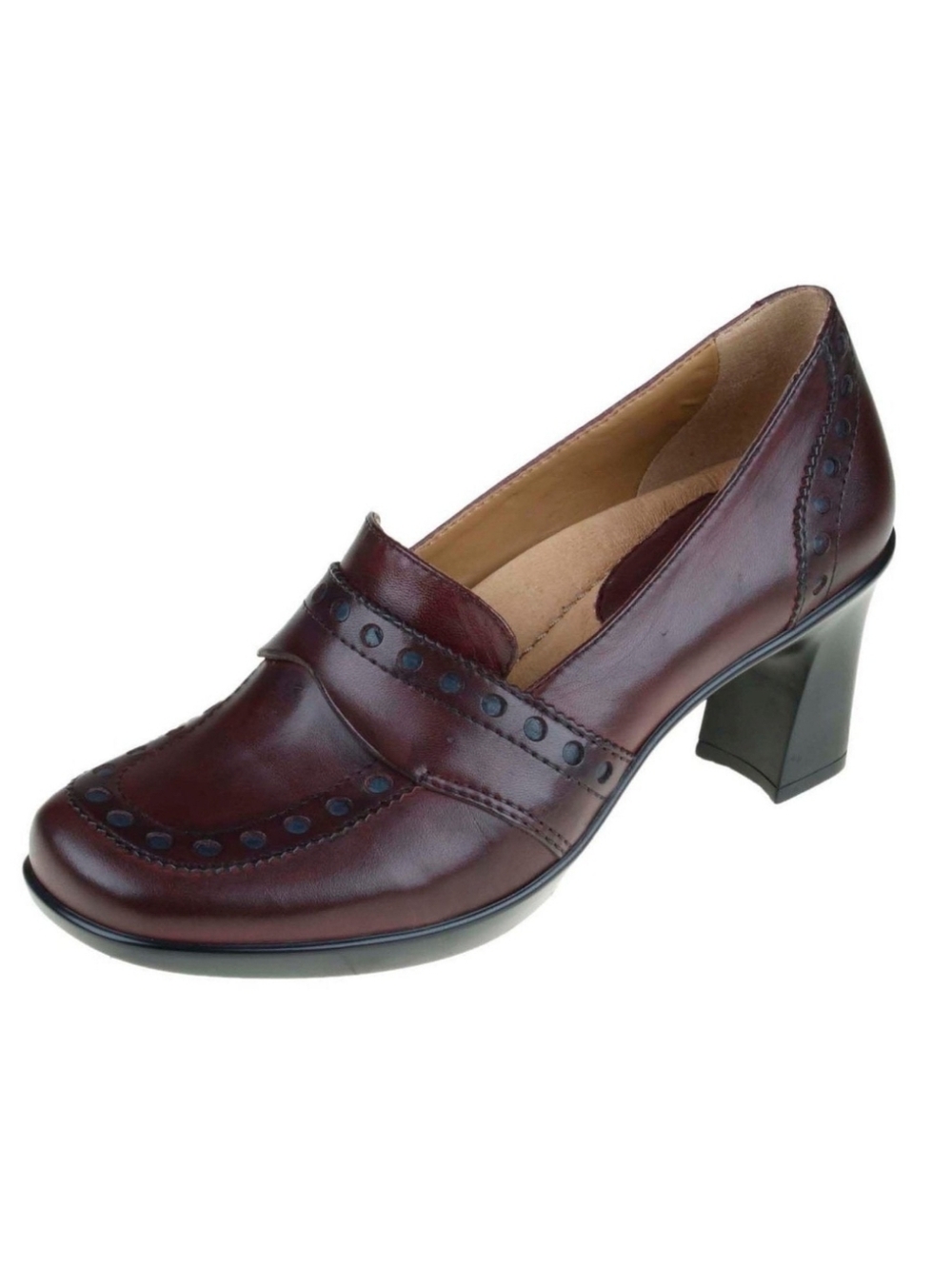 Earth Burgundy Lantana Leather Heeled Loafers
